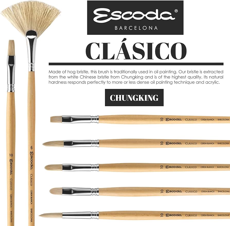 Speedball Escoda Clasico オイル&アクリル ブラシ　6本 Speedball Escoda Clasico オイル&アクリル ブラシ6本
